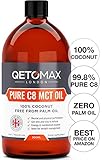 Extra Pure C8 MCT Oil, 100% Coconut Derived, Zero Palm Oil, 500ml by Qetomax | 99.8% C8 Purity, Ideal for Bulletproof Coffee, Keto Diet, Made in UK