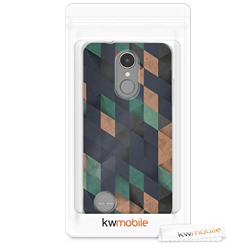 kwmobile Funda para LG K8  2017  - Carcasa de  TPU  para m  vil con dise  o de Mosaico Triangular en Azul Oscuro petr  leo Beige