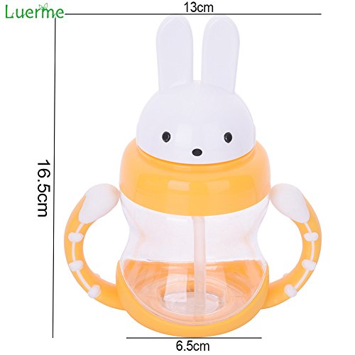 luerme 240 ml Flip Cartoon Kaninchen Gap Babys Kids Kinder Trinkbecher Stroh Sippy Flasche mit Antirutsch-Griffen - 8