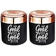 Pdd Falcon Stainless Steel Black Apple Canister Set of 2, 650ml
