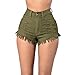 Produktbild EARS - Art- und Weisefrauen-Sommer-hohe Taillen-Elastizitäts-Denim-Strand-Hosen (XL, Armeegrün)