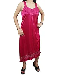 Indiatrendzs Women Nighty Satin Pink Summer Fancy Sleepwear Gown With Free Size Robe Pack Of 2