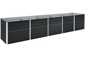 vidaXL Large Garden Raised Bed, Heavy-Duty Galvanised Steel Construction, Weather-Resistant Outdoor Planter Box, Anthracite - Perfect for Planting Vegetables, Herbs and Flowers, Easy to Assemble -...