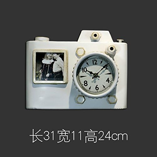 OLILEIO American Retro Camera Room Decor Guabiao Wall Clock Iron Creative Restaurant Wall Decor Bar Clock,White Camera