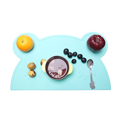 Rutschfeste Tischunterlage Süßes Bärendesign Tischset abwaschbar aus Silikon, für Babys, Kleinkinder und Kinder , tragbar spülmaschinentauglich, mikrowellentauglich, durch FDA zugelassenes Geschirr, ein BPA-freies, Passend für die meisten Hochstuhl-Tabletts - 3