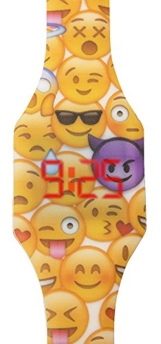 Digitale Uhr LED fr Mdchen und Junge, Kinder und Jugendliche, Armbanduhr, aus weichen Silikon, ein stilvolles Geschenk, mit frhliches Smileys, Kiddus KI10206