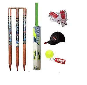 Wooden Cricket Kit for Boys and Girls Tennis Ball Combo for Age Group 7-10 Years, Size 4