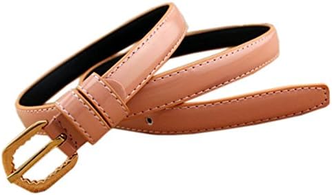Davidlove Women's Belt Skinny PU Leather Loop With Buckle Waist Belts (Pink)