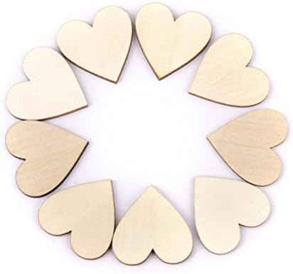 Shoppingmoon 50pcs 40mm Heart Shape Wood Slices Log Discs DIY Wood Decoration