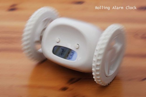 Der fliehende, rollende Wecker - rollender, wegrollender Alarmwecker