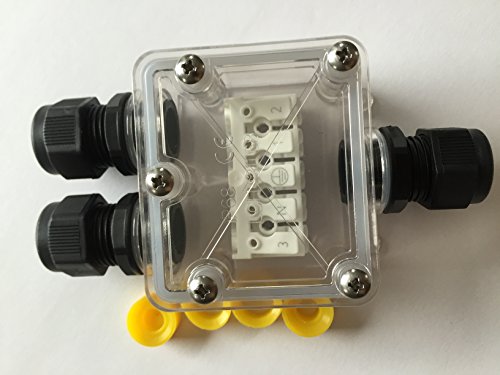 Verbindungsbox klar, NEU mit SCHNELLVERBINDER, Kabelverbinder 3-/5-polig, IP68, Kabelmuffe wasserdicht, fuer 230V oder 12V/24V