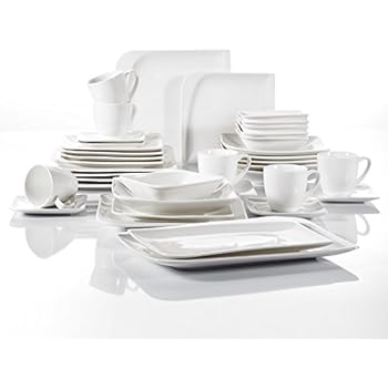 Vancasso Porzellan Tafelservice, 36-teilig eckige Geschirrset Yolanda