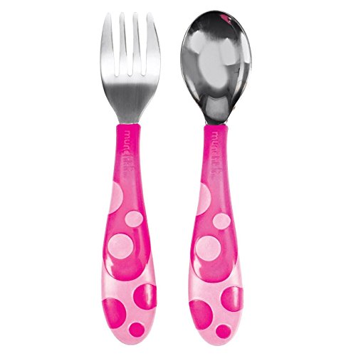 Munchkin Toddler Fork & Spoon Set 12 Months BPA Free (Pink)