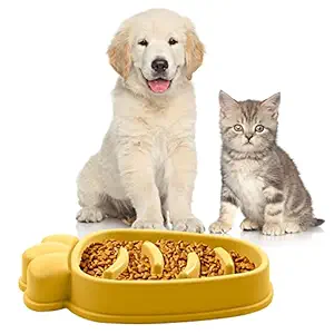 Emily Pets Slow Feeder Pet Carrot Shaped Slow Food Bowl Pet Anti- Choke Bowl Pet Large Capacity Slow Food Bowl Healthy Eating Pet Bowl Food Treat Dispenser for Cat Dog and Small Animals(Yellow)