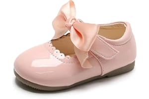 PEARLEAF Kids Girls Ribbon Bow Spanish Wedding Party Girls Mary Jane White Infants Toddler Shoes Size