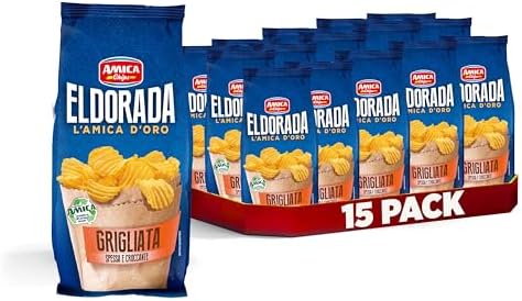 AMICA Chips | Eldorada Patatine Ricetta Grigliata, Lenta Cottura, Taglio Spesso e Croccante, Senza Glutine, 15 Pezzi x 130 gr