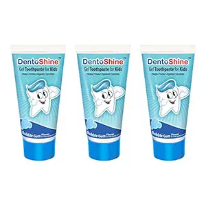 DentoShine Gel Toothpaste for Kids (Bubble Gum, Pack of 3 (80 g Each))