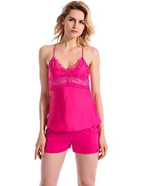 Vislivin Pantaloni da donna in raso femminile Camisole Top e Rubinetti Shorts Set di due pezzi