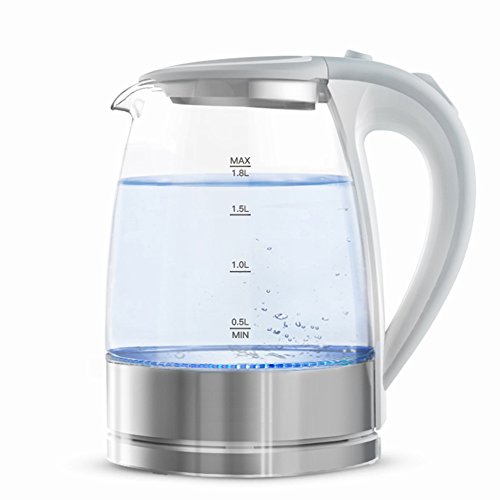 DYY Bouilloire lectrique de Bureau  la Maison, Bouilloire lectrique de 1500 Watts, 1.8L, Protection sche d'bullition et arrt Automatique, matriel en Verre,Verre,1.8L