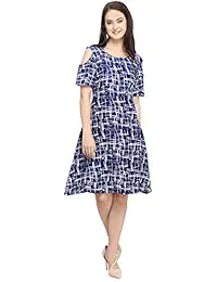Globalia Creation Women's Crepe dress | dresses for women kurtis | western dresses for girls | new design collection 2018 | tops for women (blue beige)