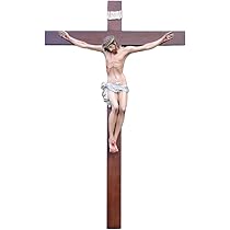 Crocefisso Moderno Da Parete 17x12 Cm - Grigio/Bianco Con Cristo Argentato - Design Italiano