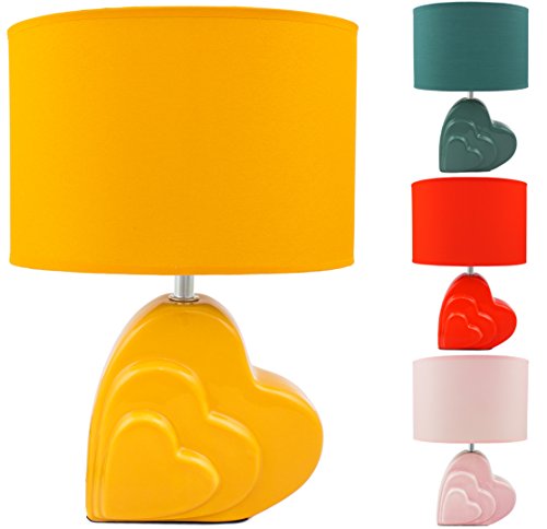 Preisvergleich Produktbild BRUBAKER Keramik Tischlampe Herz 34,5 cm x 23 cm gelb