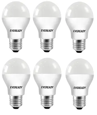 Eveready 5WE27PK62700K Base E27 5-Watt LED Bulb (Pack of 6, Warm White/Golden Yellow)