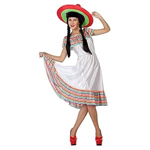 Atosa – 4979 – B/PVC. Disfraz Mejicana- Talla M-L – Color Blanco para Mujer Adulto
