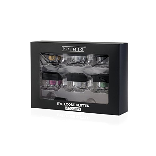 RUIMIO Glitzer Lidschatte inkl 2 Kleber 6 Farben Schminkset Glitzer Puder Setund mit Lidschattenpinsel - 7