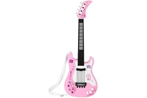 VGEBY1 Jouet Guitare, Jouet Multi-Fonctionnel pour Guitare Basse avec Lumière pour Bébé (Rose)