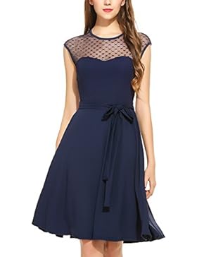 Zeagoo Elegant Damen Kleider Kurzarm Retro Vintage 50er Jahr Sewing Rockabilly Kleid Cocktailkleid Abendkleid...