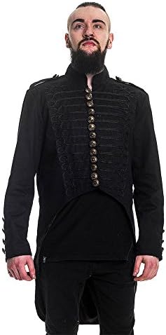 Mens Golden Steampunk Military Tail Coat - XX-Large, (Black)