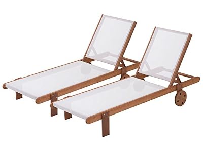 Habitat et Jardin - Bain de Soleil en Bois Exotique Saïgon - Maple - Ecru - Lot de 2