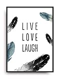 deko modernes wohnzimmer  Fine Art Kunstdruck LIVE LOVE LAUGH Poster Print Plakat moderne Vintage Deko Bild ohne Rahmen DIN A4 Geschenk