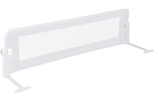 COSTWAY Bed Rail, Swing Down Toddler Safety Beds Guard, Folding Anti-Fall Beds Mesh Guardrail for Kids (White, 150cm)