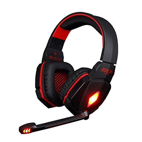 leshp Professional EACH G4000 Stereo Gaming Headset cuffie auricolare con MIC Volume per giochi PC Rosso & Nero