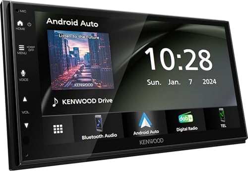 KENWOOD DMX5023DABS – 17,3 cm WSVGA (1024 x 600px) Moniceiver con DAB+/FM, CarPlay, Android Auto, Apple & Android USB mirroring, Bluetooth, pannello touch capacitivo, DSP, 4 x 50 Watt, 3 x pre-out 2,5
