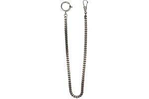 KD89 Chaine en Acier nickelé, pour Montre Gousset, Porte-clés, Chaine de Pantalon, Jean, Sac à Main - Longueur 35cm - Maille gourmette Couleur Argent