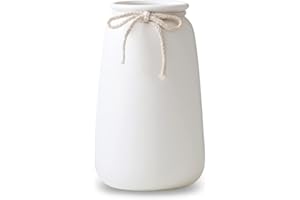 JUZAI 20 cm Jarrón Blanco de Cerámica, Floreros Jarrones Decorativos Modernos, Jarróns Sencillo y Minimalista para Flores y Pampas