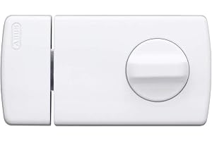 Lås modell ny vit blister | Robust tvåtosig stängande stång, manövrering inuti med roterande knopp och utsida med nyckel, inklusive 2 nycklar