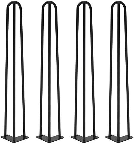 Heavy Duty Hairpin Legs - Industrial Style Mid Century Modern Table Legs - Set of 4 (Black Powder Coat Finish) (28" Legs)