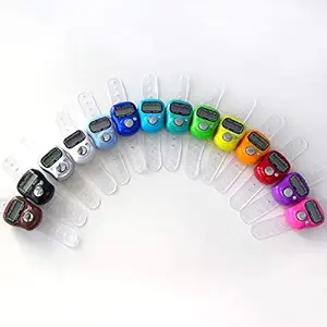 petrickenterprise 10 Pieces Mini Hand Tally Counter Re-settable, with Finger Strap Counting Machine Finger Ring 5 Digit Digital Electronic Japa Head Count (Multi Color)