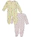 Rosie Pope Baby Girls' "Melon Treats" 2-Pack Footed Coveralls - yellow/white, 3 - 6 months