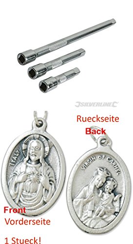 Preisvergleich Produktbild Steckschlüssel-Verlängerungen, 3 teilig Satz, 1 / 4-Zoll-Antrieb, Kippverlängerung, Stecknuss, Nuss, Adapter (929977598440) mit Anhänger Herz Jesu 2,5cm