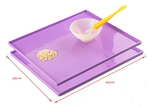 KSENDALO Silicone Placemat with Raised Edges for Kids/Toddler/Children/Baby, Reusable/Non-slip/Portable/Rolled up Dinner Table Mat/Feeding Mat Set, Size 12.2" * 10.5",Purple