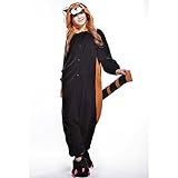 Amurleopard Damen/Herren Jumpsuit Kostüm Schlafanzug Pyjamas Einteiler, Waschbär, XL( Körpergröße: 178-188 CM) -
