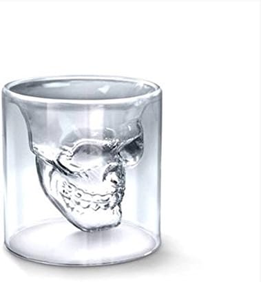Healthy Clubs Double Transparent Crystal Skull Head Glass Cup, 250 ML