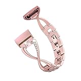 Happy Event Edelstahl Armband Ersatzband für Smart Watch für Fitbit Charge 3 (Rotgold)