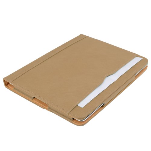 Madcase Apple iPad 4 / 3 / 2 Smart Case Etui Faux Ledertasche Hülle mit Auto Schalf und Wach Sleep-Funktion inkl. Displayschutzfolie und Stylus Touch stift – Khaki / Beige - 3