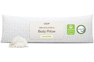 Coop Home Goods Almohada Corporal de Espuma viscoelástica triturada de 20 x 54 Pulgadas con Funda de Mezcla de poliéster y rayón de Viscosa derivada de bambú